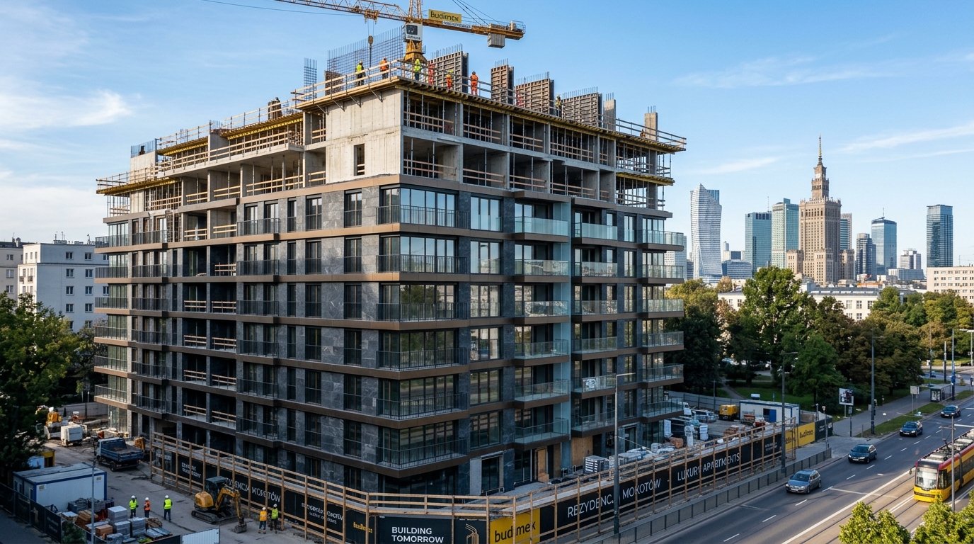 Koszty budowy w Polsce rosną o 4,2% rocznie, podczas gdy inflacja CPI wynosi 2,5%. Jak ta presja kosztowa kształtuje podaż i ceny nowych apartamentów premium w Warszawie?